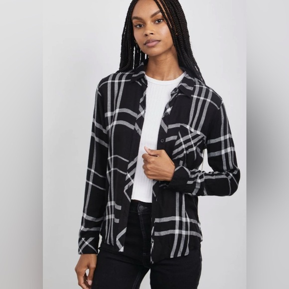 Rails Black and White Plaid Button Down Shirt size Large - Picture 1 of 12